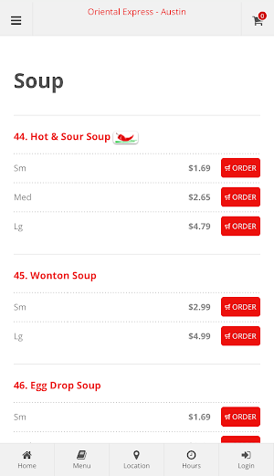 Oriental Express Austin Order Screenshot 2