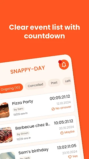 SNAPPY-DAY: RSVP & Countdown Screenshot 1