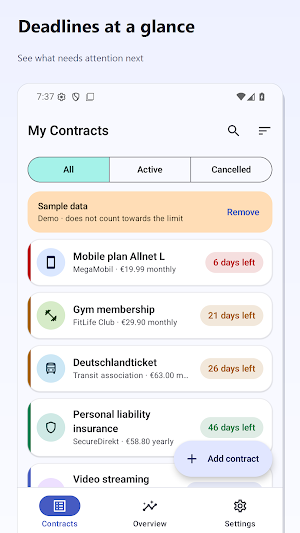 Fristenfuchs: Contract Tracker Screenshot 2