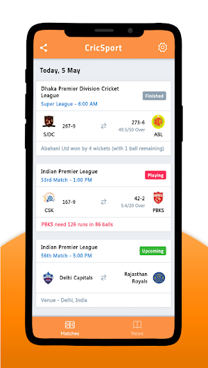 CricSport - cricket score live Screenshot 0