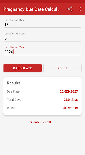 Pregnancy Due Date Calculator Screenshot 1