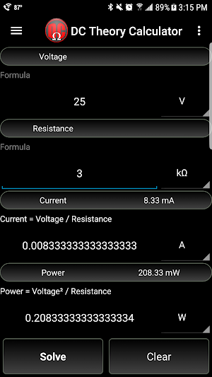 DC Theory Calculator Screenshot 0