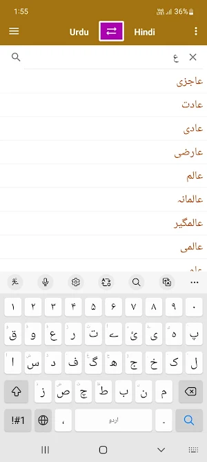 Hindi To Urdu Dictionary Screenshot 2