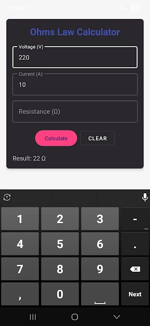 Ohms Law Calculator Screenshot 2