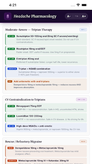 Headache Pharmacology Screenshot 2