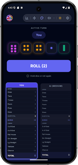Neon Yahtzee Pro Dice PvP PvAi Screenshot 3