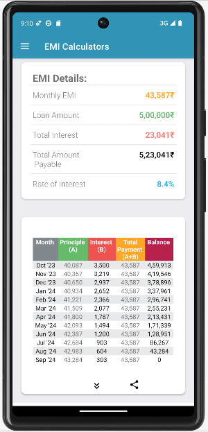 EMI Calculator Screenshot 3