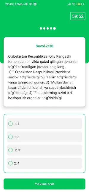 Tarixdan Test Savollar Screenshot 0