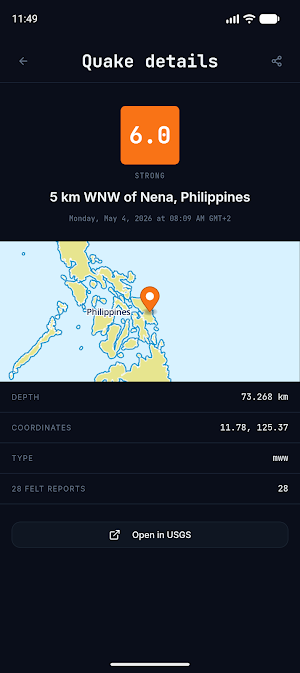 Latest Quakes Screenshot 1