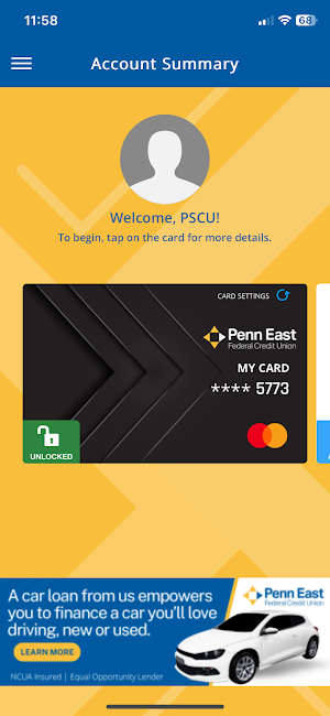 PEFCU CARD APP Screenshot 2