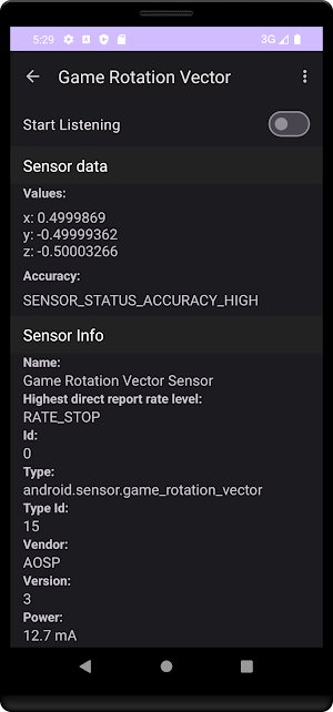 Sensors sample Screenshot 0
