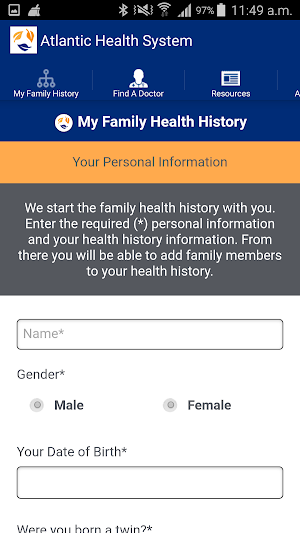 My Family Health History Screenshot 1
