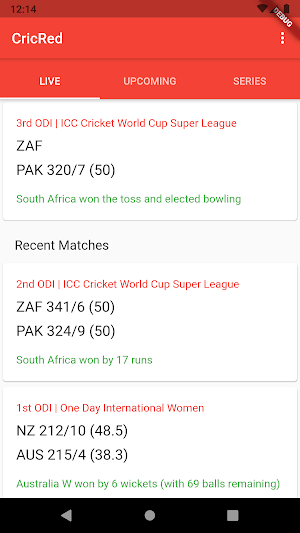 CricRed - Cricket Live Score Screenshot 0