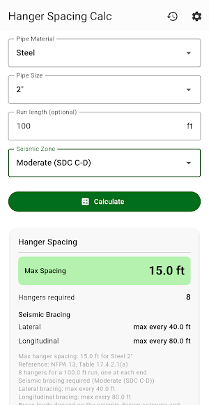 Sprinkler Hanger Spacing NFPA Screenshot 1