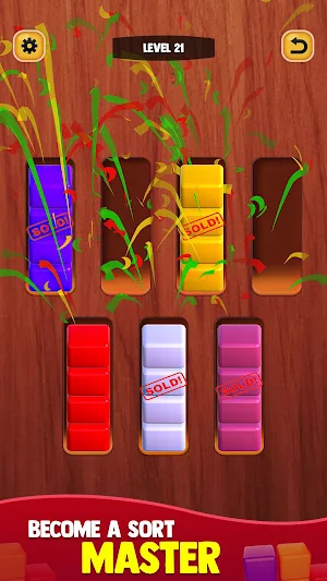Color Sort Game Wood Puzzle 3D Screenshot 3