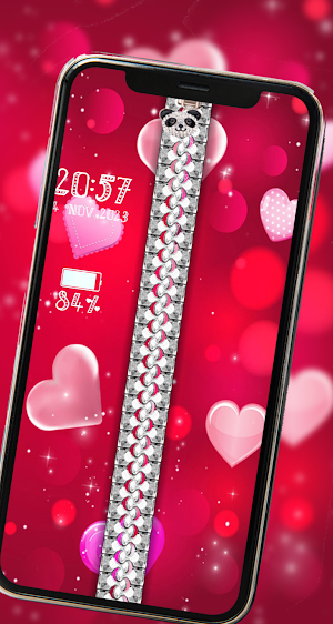 Rose Heart zipper Lock Screen Screenshot 1