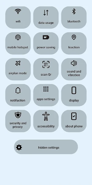 settings shortcuts Screenshot 1