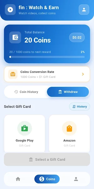Fin : Watch Vid & Earn Money Screenshot 2