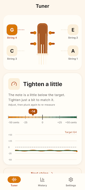 Easy Ukulele Tuner Pitch Meter Screenshot 2