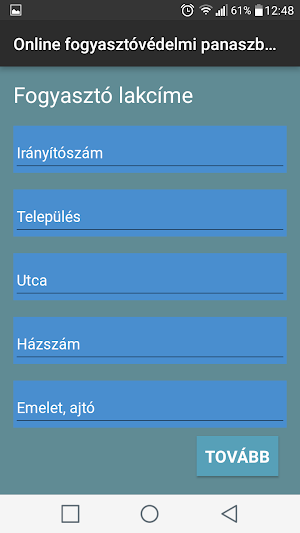 Fogyasztóvédelmi panaszbeküldő Screenshot 1