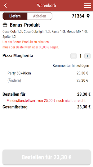 Va Bene Pizza Pasta Screenshot 1