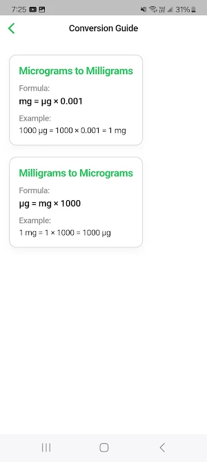 Micrograms to Milligrams Screenshot 0