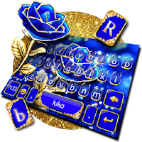 Gold Blue Rose Crystal Keyboard Theme