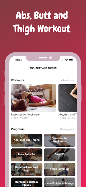 Abs, Butt and Thigh - Home Workout Plan Screenshot 1