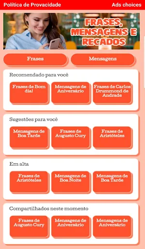 Frases, Mensagens e Recados Screenshot 0