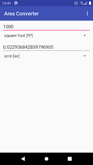 acres to square feet to hectare : Area Converter Screenshot 1