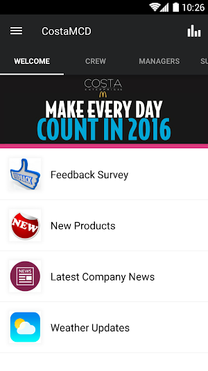 Costa Ent Employee App Screenshot 0