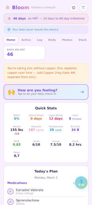 Bloom — HRT & Wellness Tracker Screenshot 0