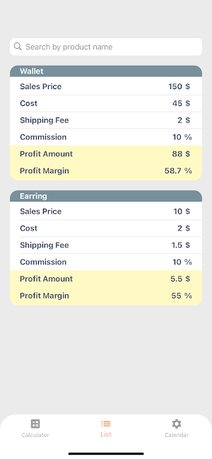 Profit Calculator Screenshot 2