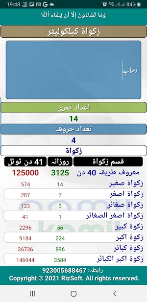عامل کامل زکوٰۃ کیلکولیٹر Screenshot 2