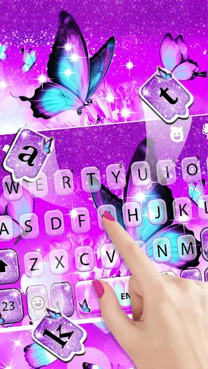 Glitter Butterfly Keyboard Background Screenshot 2