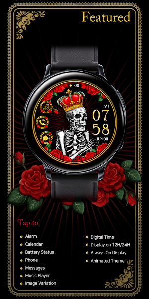 Skull Crown RoseCard_Watchface Screenshot 2
