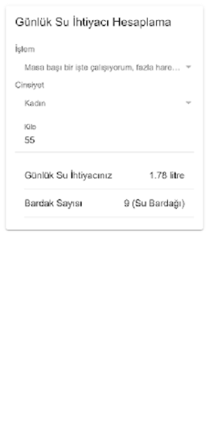 Günlük Su İhtiyacı Hesaplama Screenshot 3