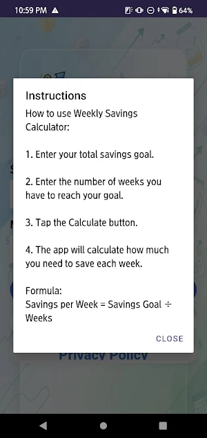 Weekly Savings Calculator Screenshot 0
