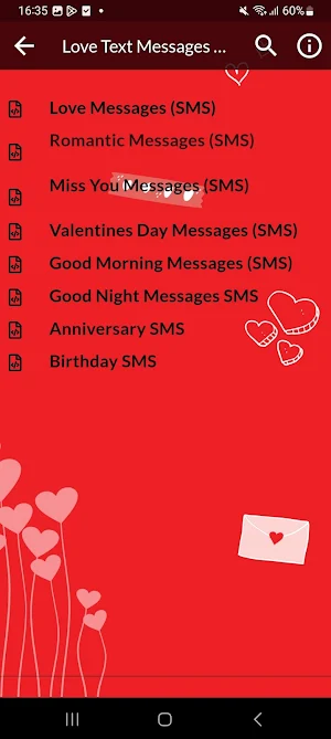 Love Text Messages (SMS) Screenshot 1