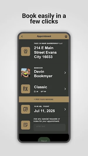 Fade on Main Booking Screenshot 2