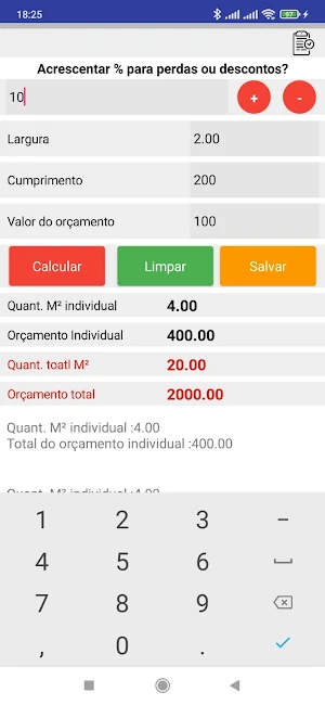 calculadora por M² Screenshot 3