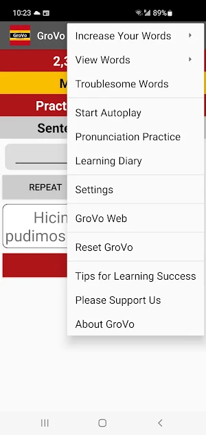 GroVo Spanish Screenshot 1
