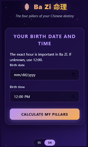 Ba Zi Four Pillars Astrology Screenshot 0