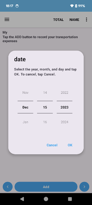 Transportation expenses Screenshot 2