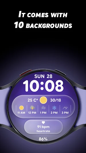 Glass Weather 2 - Watch face Screenshot 3