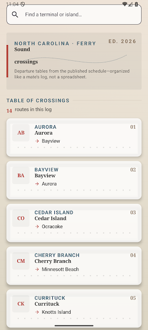 North Carolina Ferry Schedules Screenshot 2