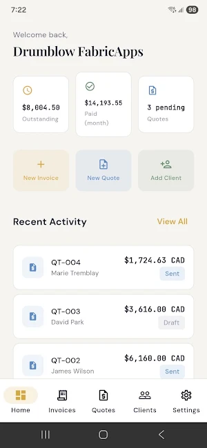 Drumblow Invoice Screenshot 1