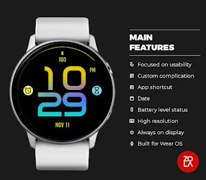 Stylish Yellow Blue Watch Face Screenshot 1