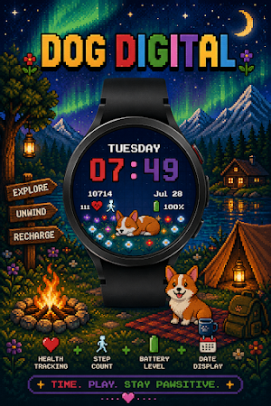 Dog Digital Watch Face: Pixel Screenshot 1