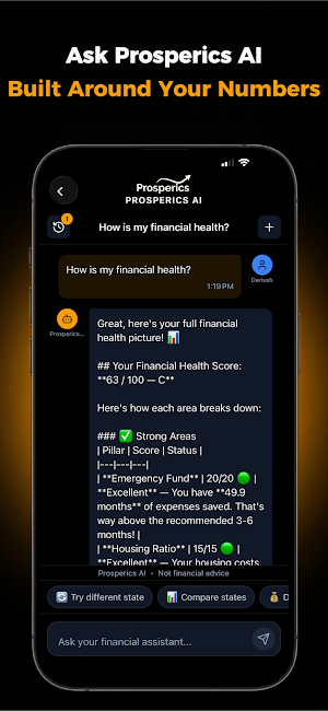 Prosperics: AI Finance Tool Screenshot 1